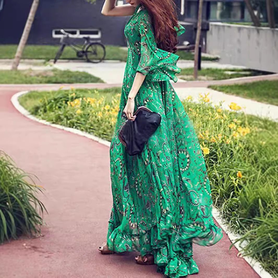 European And American Popular V - neck Dress - PratSN