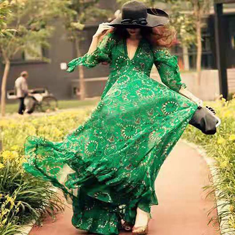 European And American Popular V - neck Dress - PratSN