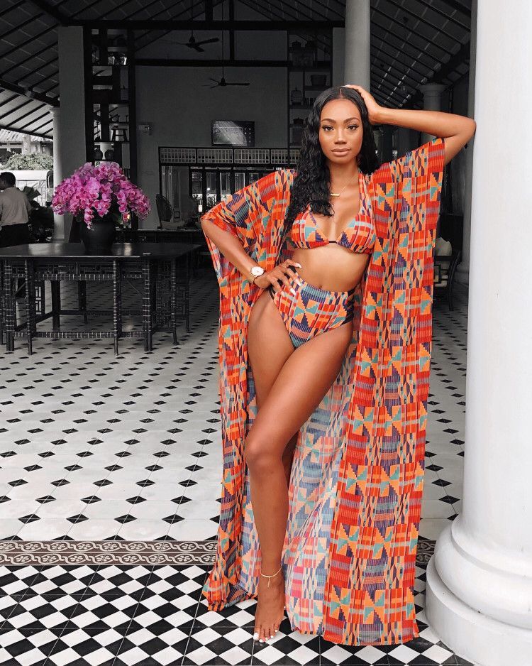 European And American Sexy Digital Printed Swimsuit Bikini Three - Piece Suit - PratSN