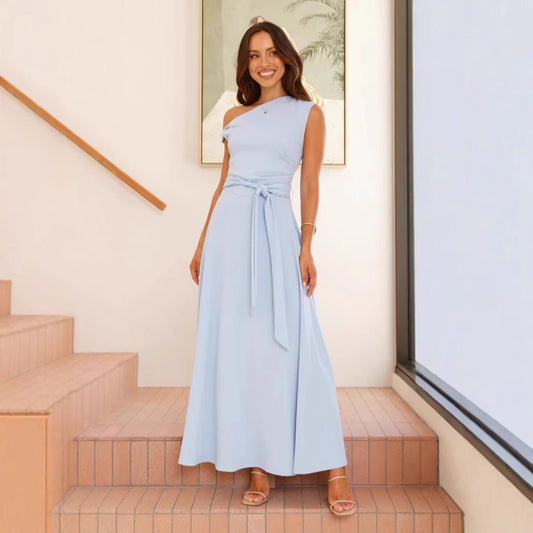 European And American Solid Color Fashion Temperament Sexy Lacing Dress - PratSN