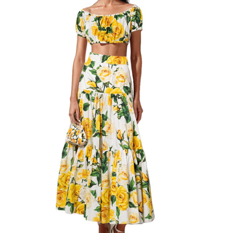 European And American Women's Elegant Printed Pleated Skirt - PratSN