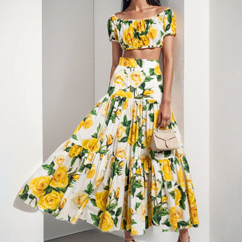 European And American Women's Elegant Printed Pleated Skirt - PratSN