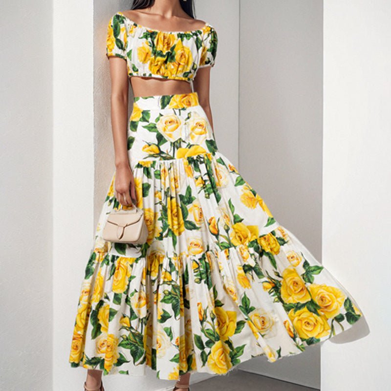 European And American Women's Elegant Printed Pleated Skirt - PratSN