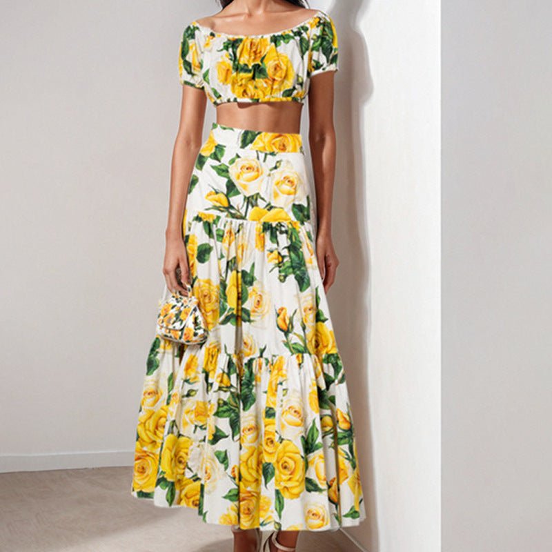 European And American Women's Elegant Printed Pleated Skirt - PratSN