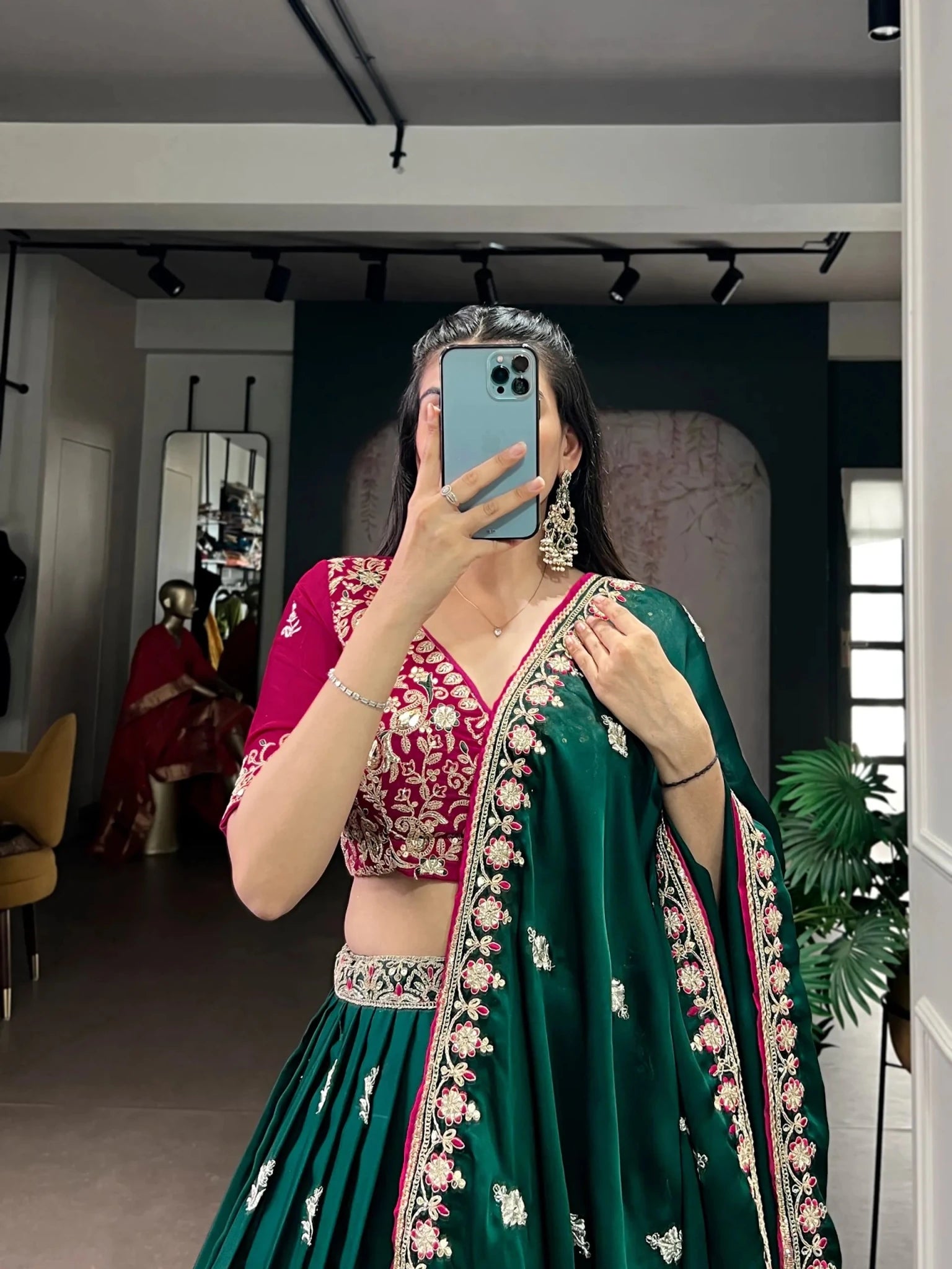 Exclusive Designer Silk Lehenga Choli for Women with Floral Embroidery and Heavy Bottom Work Indian Pakistani Outfit - PratSN