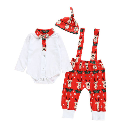 Explosive Christmas Gentleman Strap Set Christmas Deer Print - PratSN