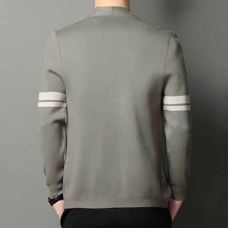 Fall Winter Men Long - sleeved Sweater Coat Thickened Blended Jacquard - PratSN