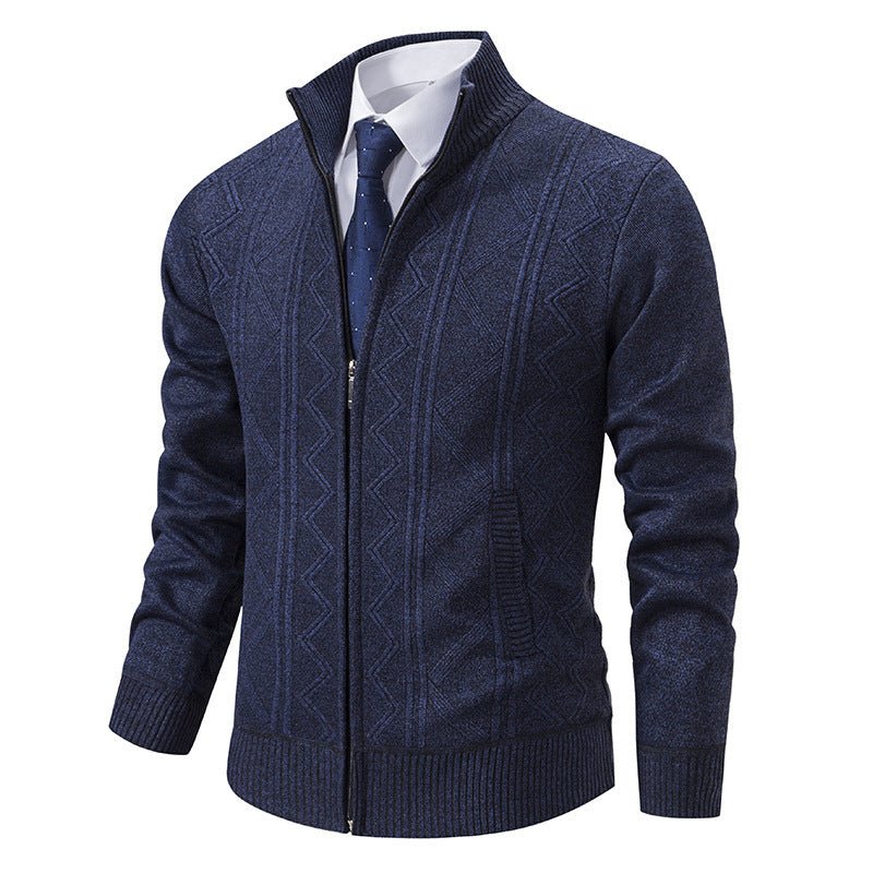 Fall Winter Men Woolen Sweater Men's Cardigan Coat Stand Collar - PratSN