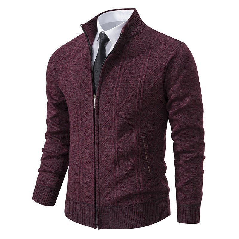 Fall Winter Men Woolen Sweater Men's Cardigan Coat Stand Collar - PratSN