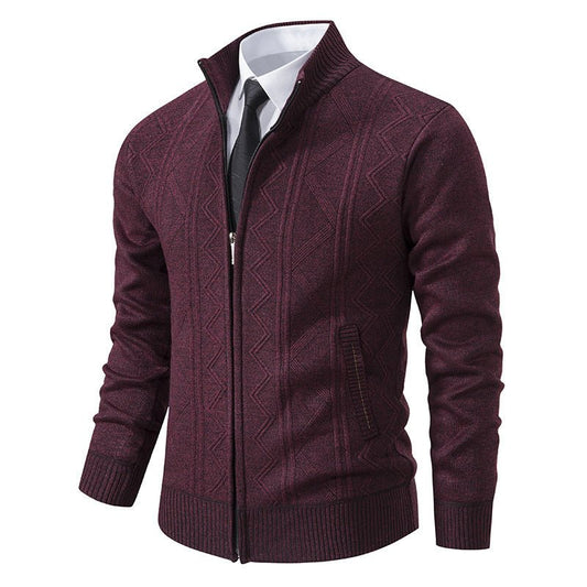 Fall Winter Men Woolen Sweater Men's Cardigan Coat Stand Collar - PratSN