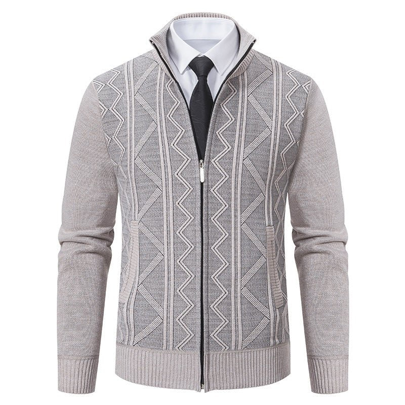 Fall Winter Men Woolen Sweater Men's Cardigan Coat Stand Collar - PratSN