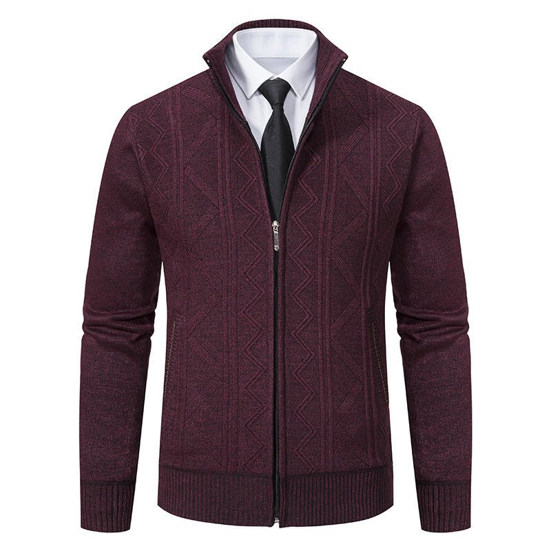 Fall Winter Men Woolen Sweater Men's Cardigan Coat Stand Collar - PratSN