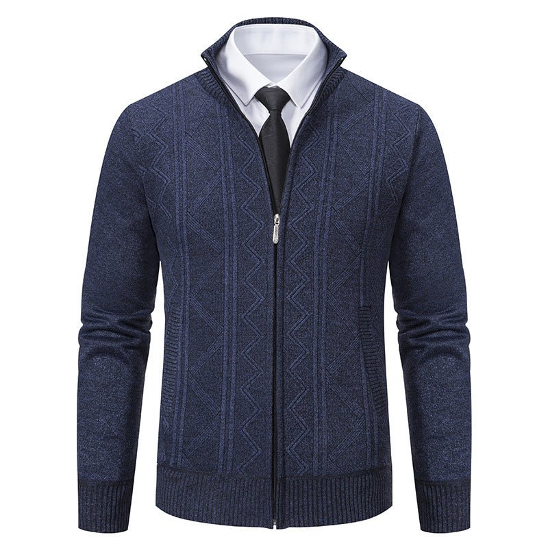 Fall Winter Men Woolen Sweater Men's Cardigan Coat Stand Collar - PratSN