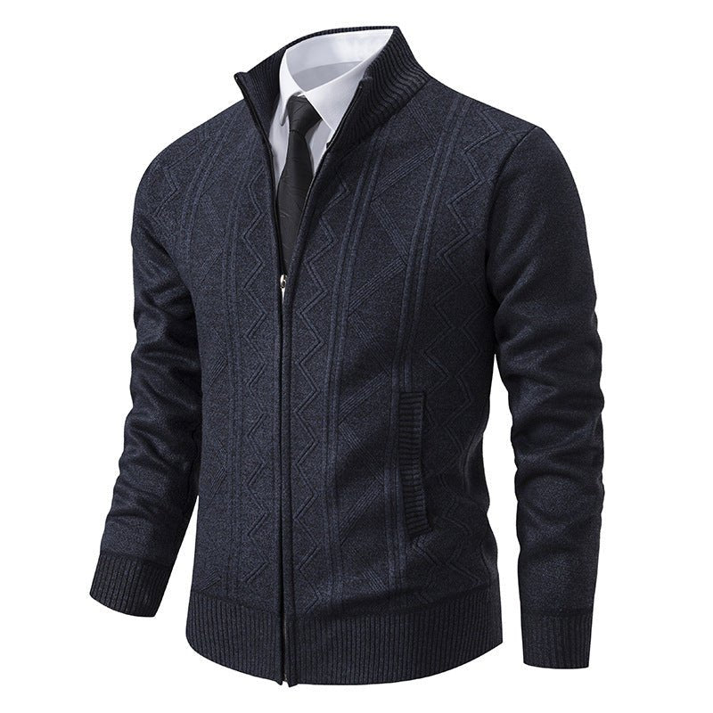Fall Winter Men Woolen Sweater Men's Cardigan Coat Stand Collar - PratSN