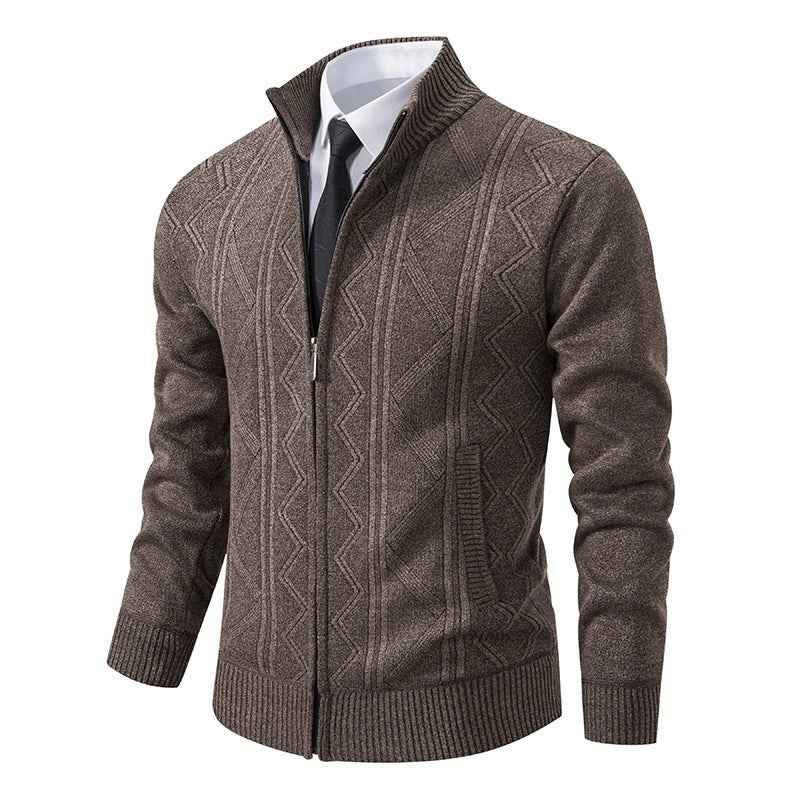 Fall Winter Men Woolen Sweater Men's Cardigan Coat Stand Collar - PratSN