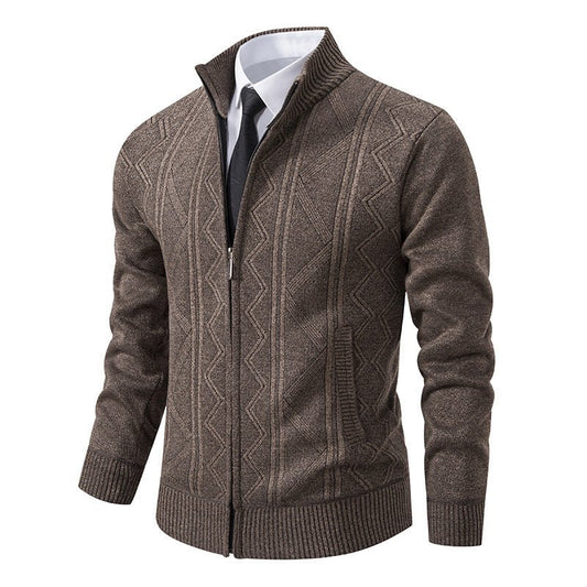 Fall Winter Men Woolen Sweater Men's Cardigan Coat Stand Collar - PratSN