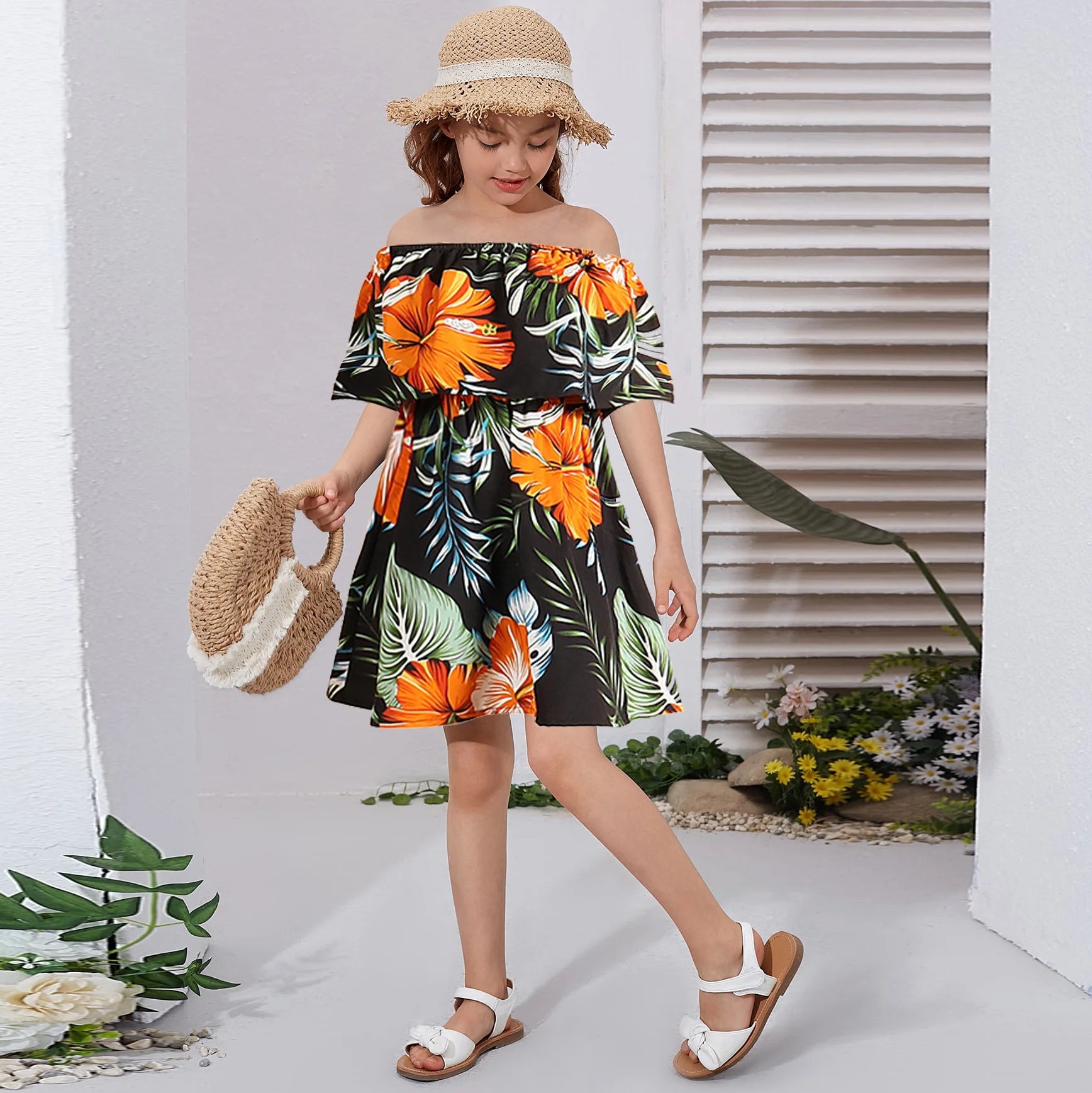 Family Matching Outfits Vacation Holiday Hawaii Mom And Daughter Floral Beach Dresses Dad And Son Shirts Shorts Outfits - PratSN