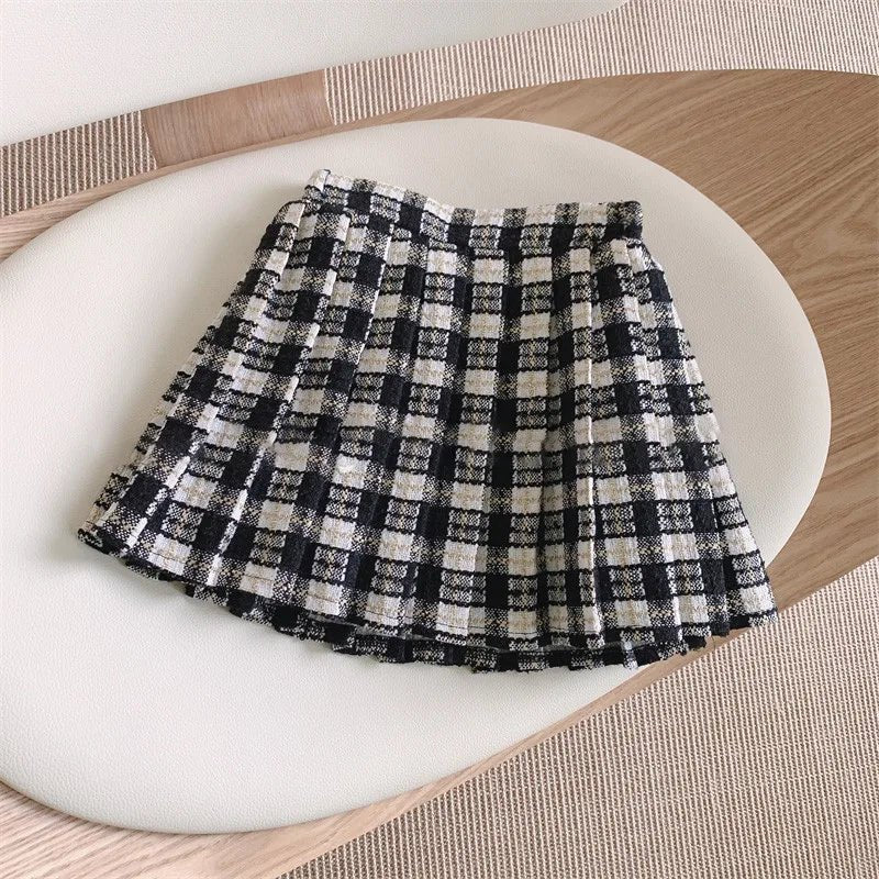 Fashion Baby Girl Clothes Set Autumn Spring Vintage Plaid Blazer Outwear Coat +Shorts Children's Clothing Outfits Suit 2pcs 2 - 7Y - PratSN