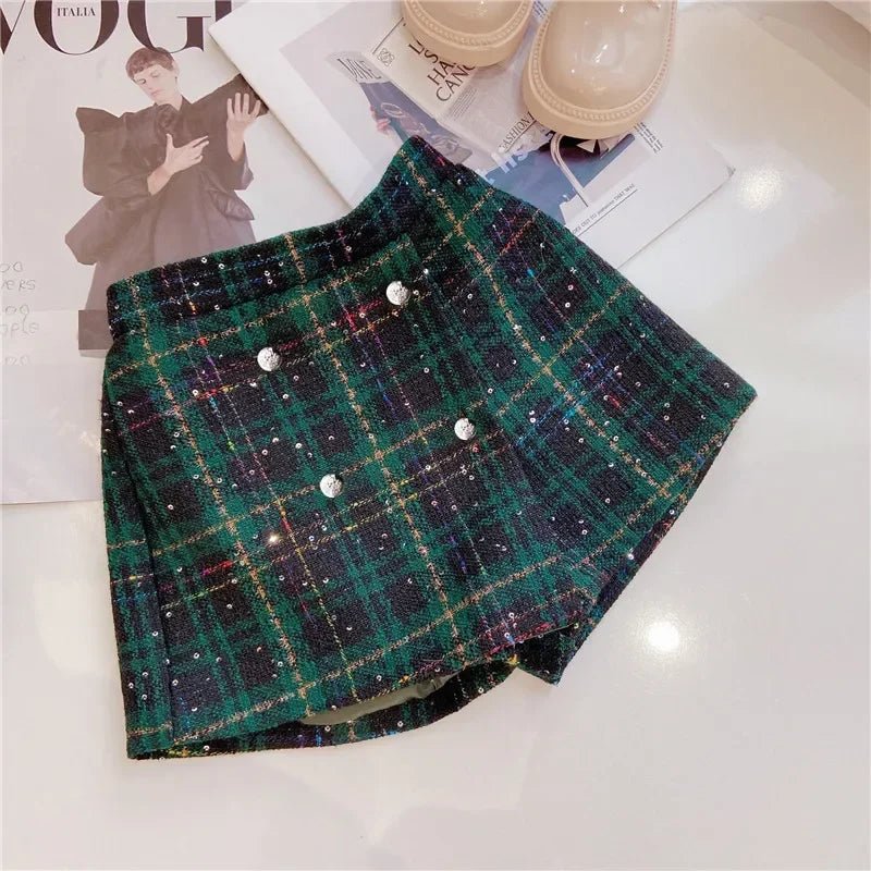 Fashion Baby Girl Clothes Set Autumn Spring Vintage Plaid Blazer Outwear Coat +Shorts Children's Clothing Outfits Suit 2pcs 2 - 7Y - PratSN
