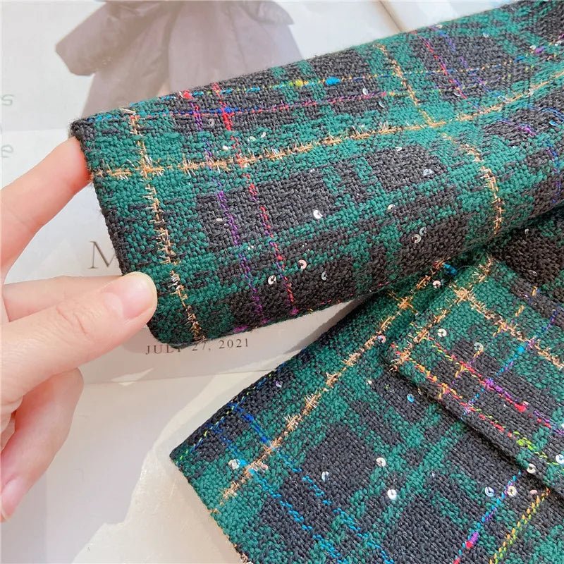 Fashion Baby Girl Clothes Set Autumn Spring Vintage Plaid Blazer Outwear Coat +Shorts Children's Clothing Outfits Suit 2pcs 2 - 7Y - PratSN