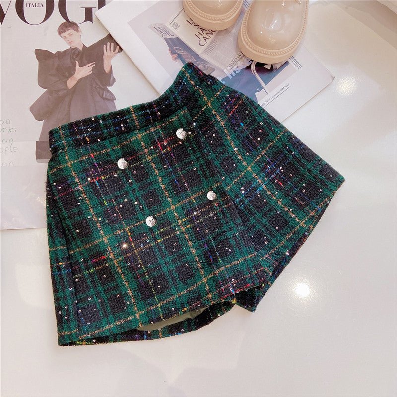 Fashion Baby Girl Clothes Set Autumn Spring Vintage Plaid Blazer Outwear Coat +Shorts Children's Clothing Outfits Suit 2pcs 2 - 7Y - PratSN