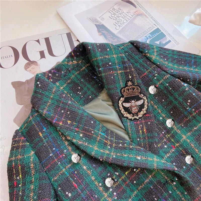 Fashion Baby Girl Clothes Set Autumn Spring Vintage Plaid Blazer Outwear Coat +Shorts Children's Clothing Outfits Suit 2pcs 2 - 7Y - PratSN
