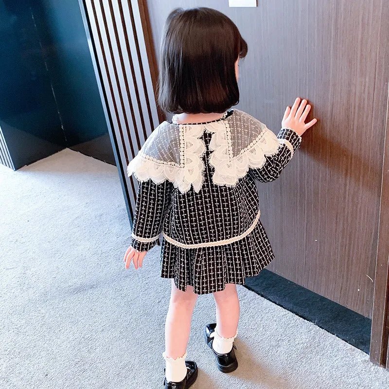 Fashion Baby Girl Clothes Set Autumn Spring Vintage Plaid Blazer Outwear Coat +Shorts Children's Clothing Outfits Suit 2pcs 2 - 7Y - PratSN