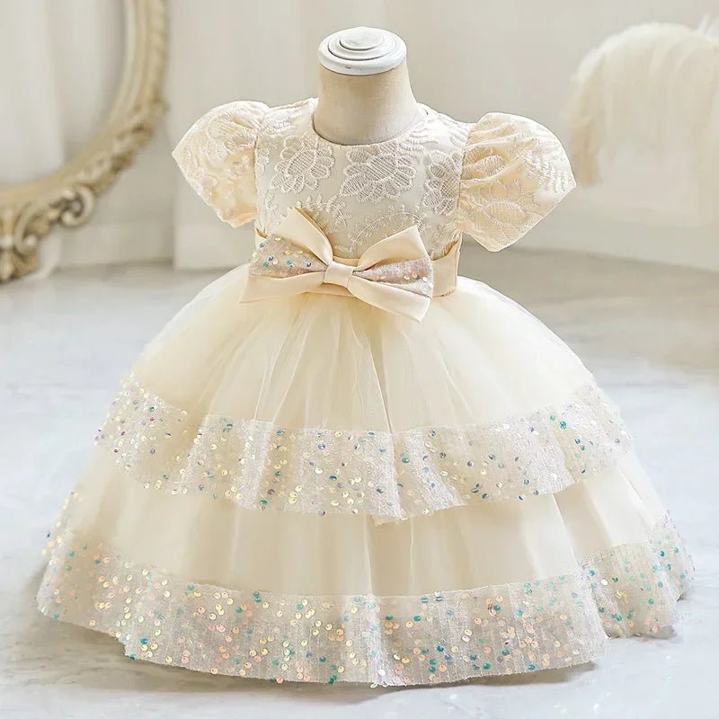 Fashion Bow Girls Party Dresses Cotton Short Sleeve Children Clothing Bridesmaid Dresses Summer Kids Dresses for Girls 1 - 6 Years - PratSN
