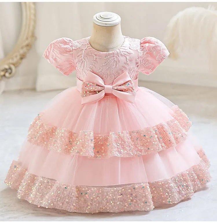 Fashion Bow Girls Party Dresses Cotton Short Sleeve Children Clothing Bridesmaid Dresses Summer Kids Dresses for Girls 1 - 6 Years - PratSN