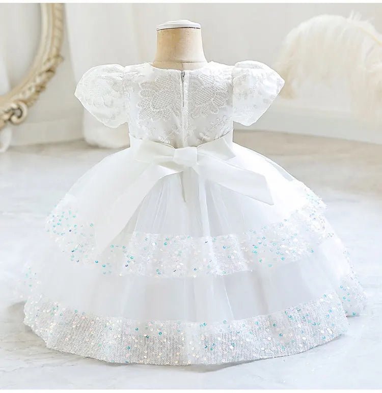 Fashion Bow Girls Party Dresses Cotton Short Sleeve Children Clothing Bridesmaid Dresses Summer Kids Dresses for Girls 1 - 6 Years - PratSN