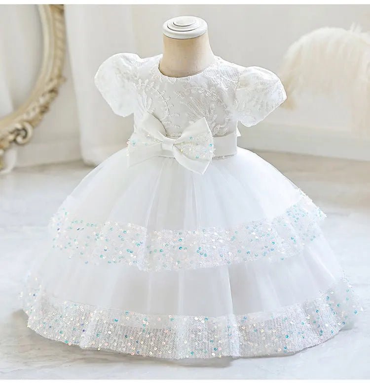Fashion Bow Girls Party Dresses Cotton Short Sleeve Children Clothing Bridesmaid Dresses Summer Kids Dresses for Girls 1 - 6 Years - PratSN