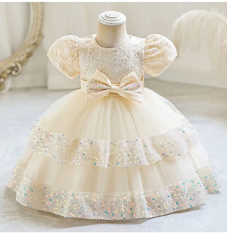 Fashion Bow Girls Party Dresses Cotton Short Sleeve Children Clothing Bridesmaid Dresses Summer Kids Dresses for Girls 1 - 6 Years - PratSN