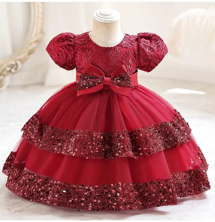 Fashion Bow Girls Party Dresses Cotton Short Sleeve Children Clothing Bridesmaid Dresses Summer Kids Dresses for Girls 1 - 6 Years - PratSN