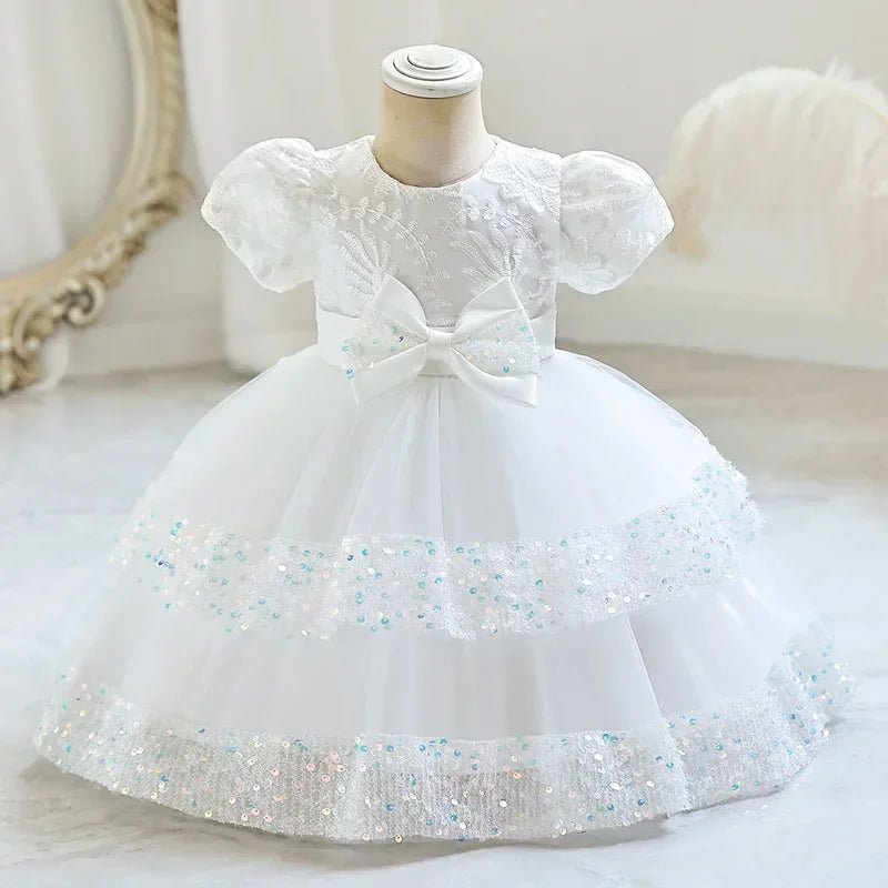 Fashion Bow Girls Party Dresses Cotton Short Sleeve Children Clothing Bridesmaid Dresses Summer Kids Dresses for Girls 1 - 6 Years - PratSN