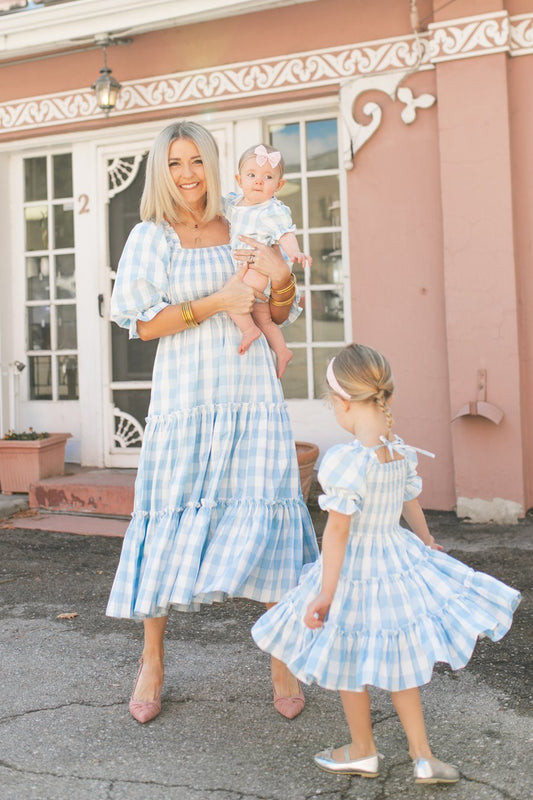 Fashion Floral Square Collar Lantern Sleeve Mother - daughter Parent - child Dress - PratSN