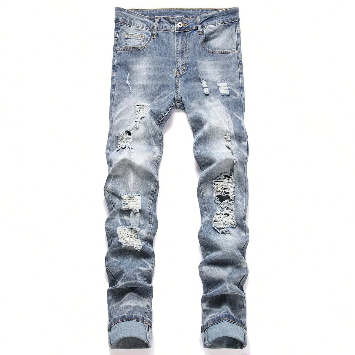 Fashion Men's Jeans Pants Stretch Blue Skinny Jeans For Men Casual Slim Fit Denim Pants Korean Style Male Trousers Jeans - PratSN