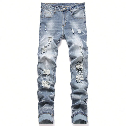 Fashion Men's Jeans Pants Stretch Blue Skinny Jeans For Men Casual Slim Fit Denim Pants Korean Style Male Trousers Jeans - PratSN