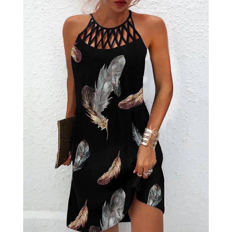 Fashion Print Dress Casual Halterneck Dresses For Women Summer Clothes - PratSN