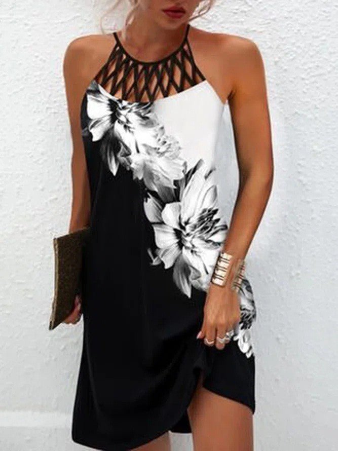 Fashion Print Dress Casual Halterneck Dresses For Women Summer Clothes - PratSN
