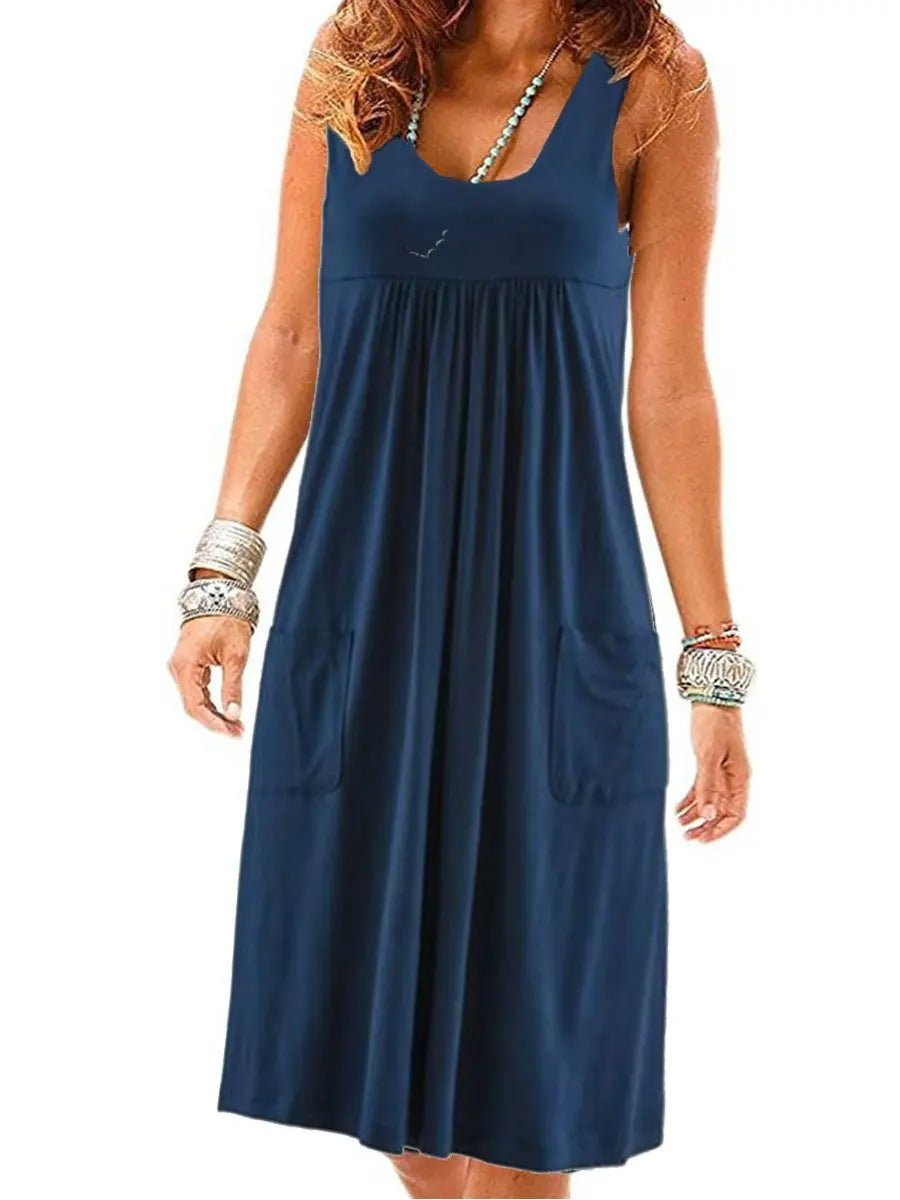 Fashion striped dress summer dress loose simple sleeveless dress women's clothing - PratSN