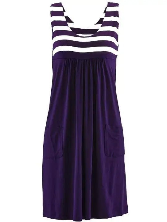 Fashion striped dress summer dress loose simple sleeveless dress women's clothing - PratSN