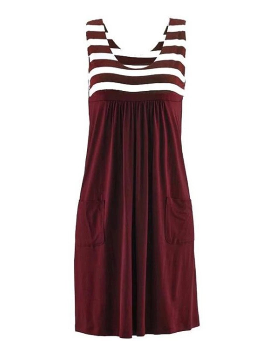 Fashion striped dress summer dress loose simple sleeveless dress women's clothing - PratSN