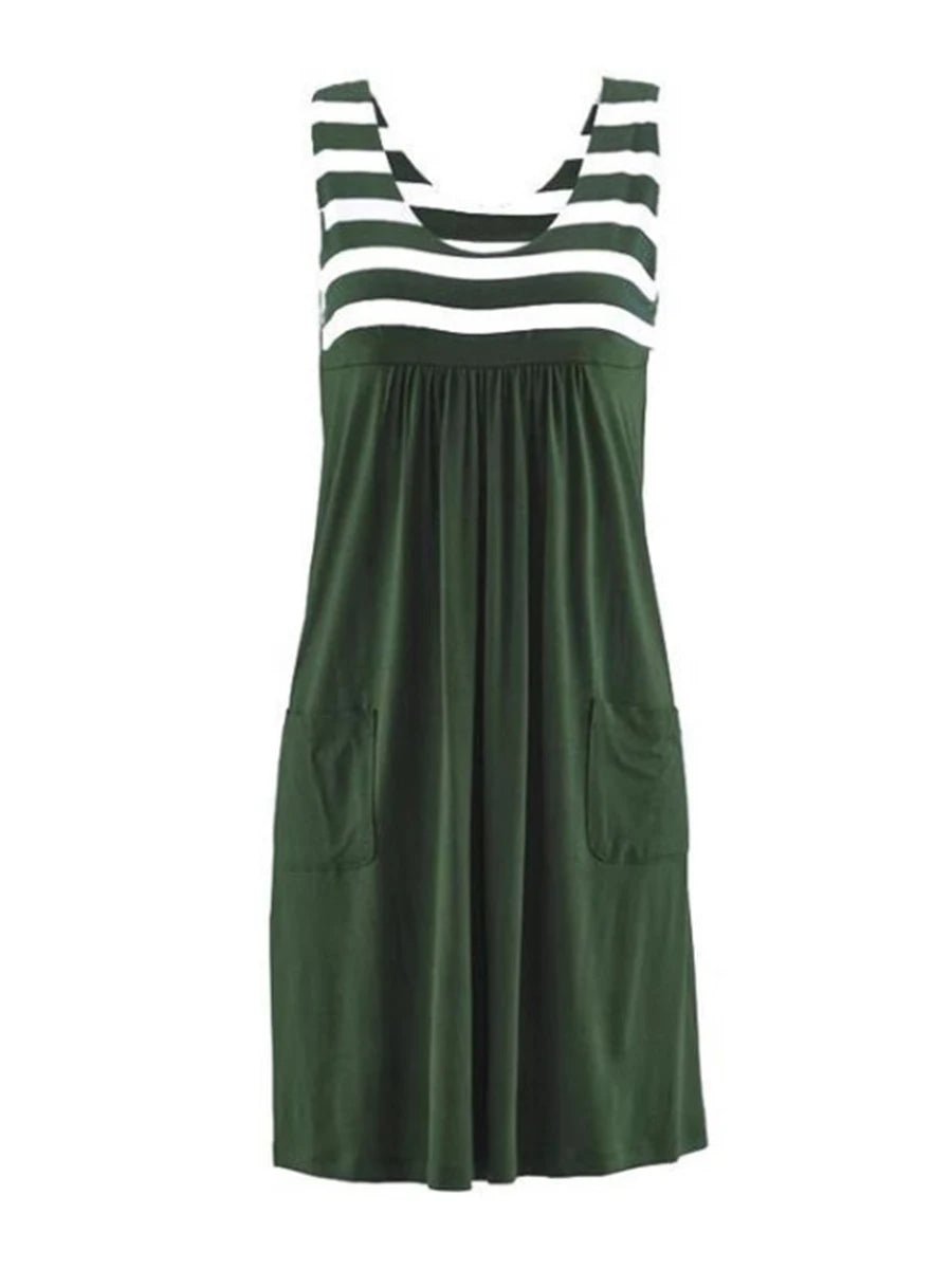 Fashion striped dress summer dress loose simple sleeveless dress women's clothing - PratSN