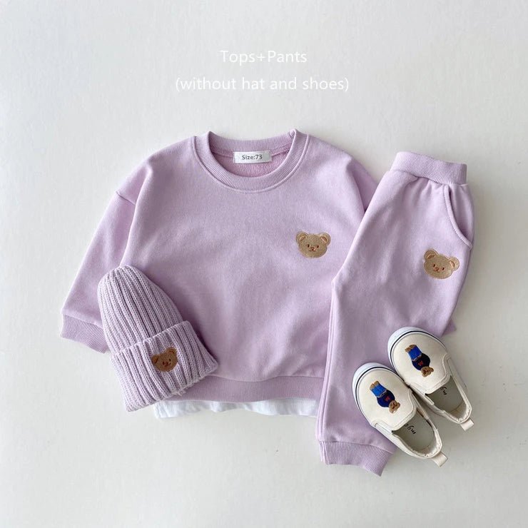 Fashion Toddler Baby Boys Girl Fall Clothes Sets Baby Girl Clothing Set Kids Sports Bear Sweatshirt Pants 2Pcs Suits Outfits - PratSN