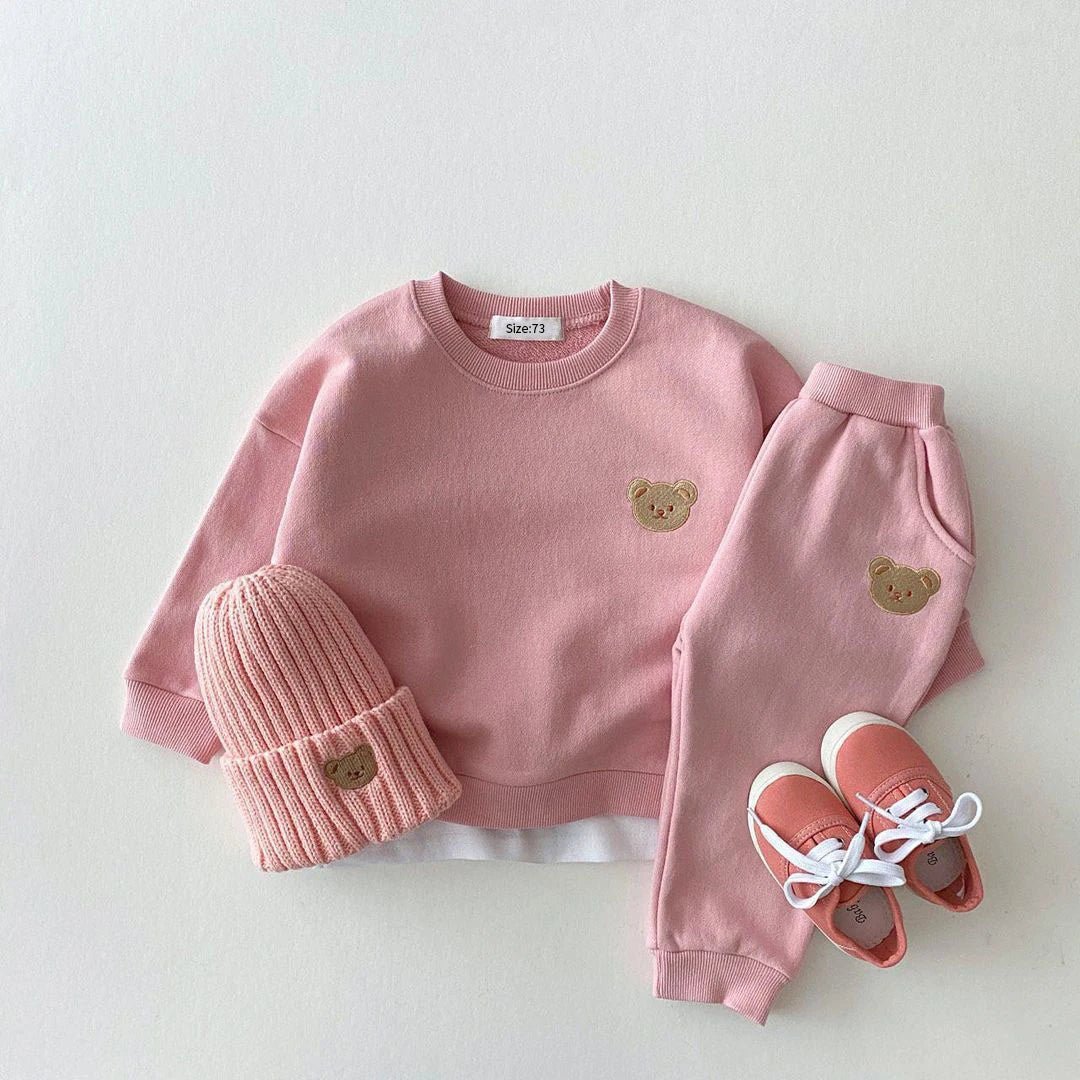 Fashion Toddler Baby Boys Girl Fall Clothes Sets Baby Girl Clothing Set Kids Sports Bear Sweatshirt Pants 2Pcs Suits Outfits - PratSN