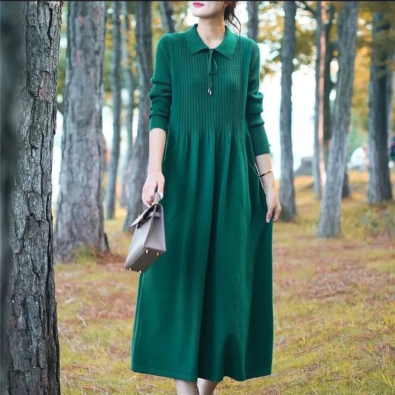Fashion Versatile Sweater Dress For Women Long Style Over The Knee Knitted Sweater Top Autumn Winter New Thick Bottom Dresses - PratSN