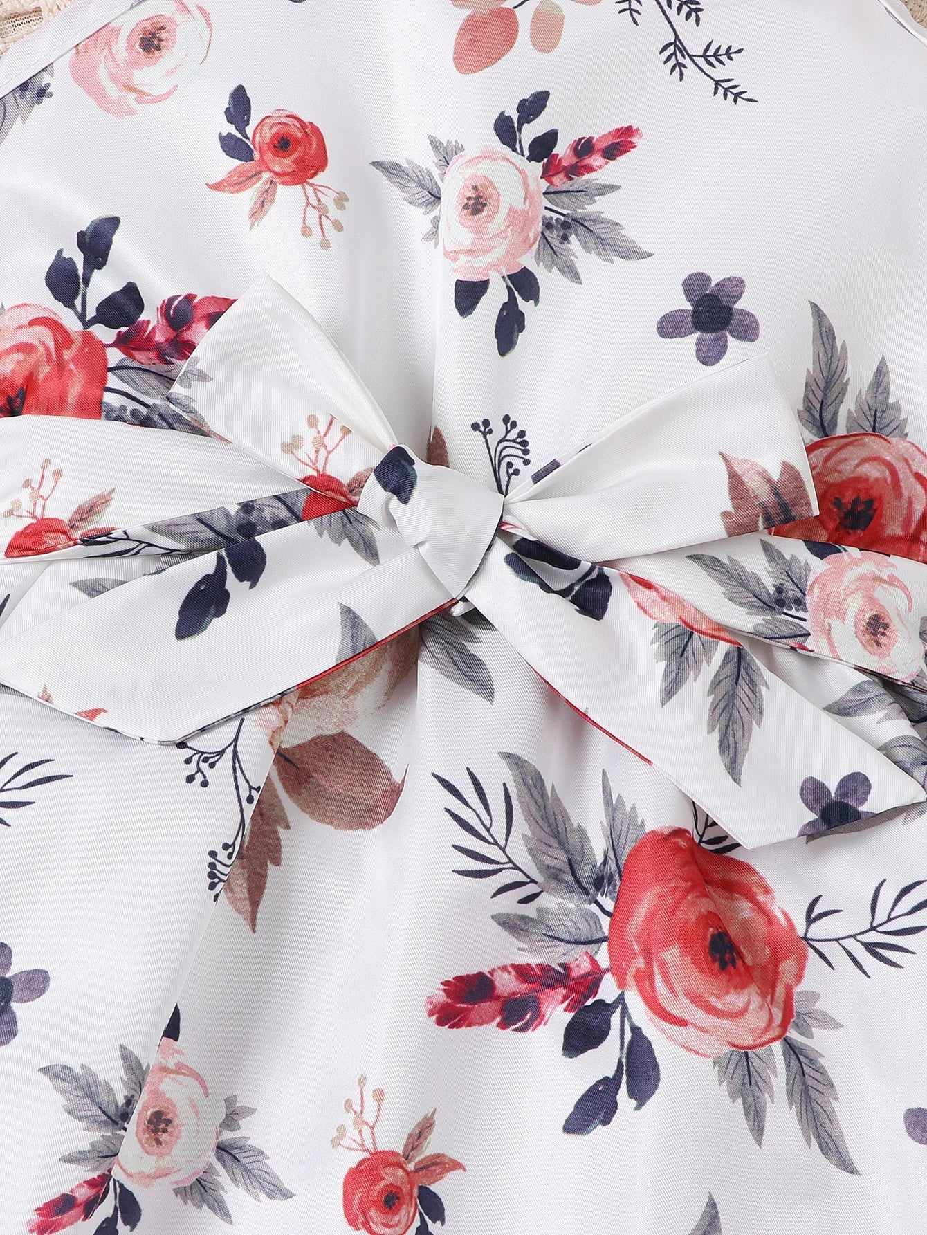 Fashionable casual floral dress with pleated decoration for girls (including a belt) suitable for outdoor vacations in summer. - PratSN