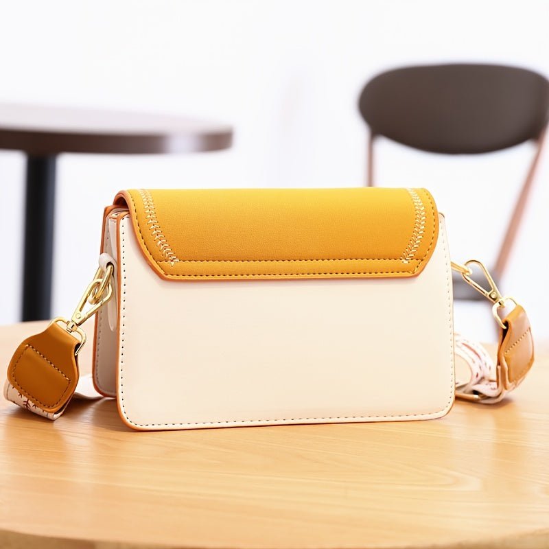 Fashionable Yellow Crossbody Bag with Floral Accents - Stylish Small Purse for Women, Magnetic Closure, Polyester Lining, Edge Paint Detail, Casual & Trendy Accessory, Trendy Accessory | Floral Accent Bag | Durable Zippers, C - PratSN