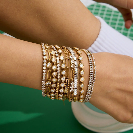 Female Diamond Inlay Stainless Steel Twin Bracelet - PratSN