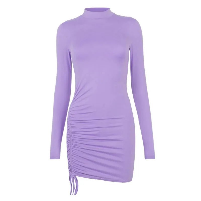Female Dresses Outfits Women'S Dress Long Sleeve Solid Color Drawstring O - Neck Tight - Fitting Vestidos De Fiesta Elegantes 2025 - PratSN